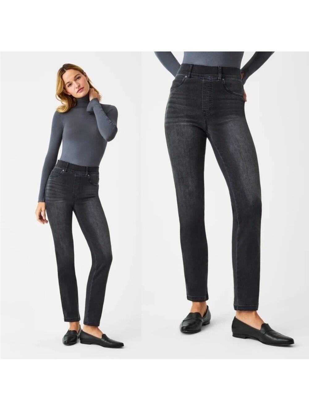 Spanx Ankle Straight Leg Denim Jeans 20355R Vintage Black Size Medium